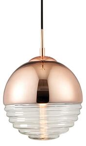 Paloma Clear Ribbed Glass Pendant Light In Polished Copper