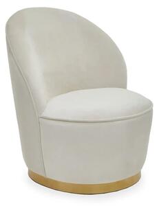 Teos Kids Cream Plush Velvet Swivel Tub Chair With Gold Base