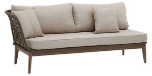 Okala Woven Lounge Chaise With Grey Fabric Cushion In Natural