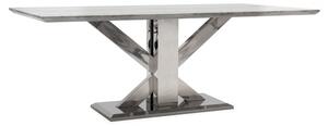 Tram Small Grey Marble Dining Table With Stainless Steel Base