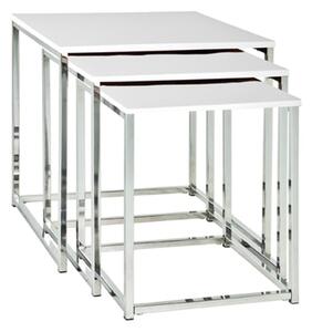 Watkins Square High Gloss Set Of 3 Side Tables In White