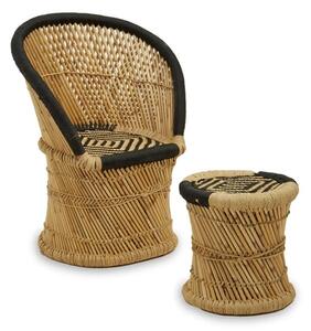 Radford Kids Bamboo Chair And Stool In Natural And Black