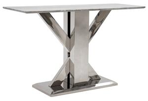 Tram Grey Marble Console Table With Stainless Steel Base