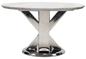 Tram Round Grey Marble Dining Table With Stainless Steel Base