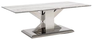 Tram Grey Marble Coffee Table With Stainless Steel Base