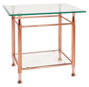 Cerrito Square Clear Glass Side Table With Copper Metal Base