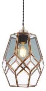 Ripley Glass Ceiling Pendant Light In Antique Brass