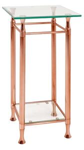 Cerrito Tall Clear Glass Side Table With Copper Metal Base