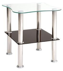 Destin Square Glass Side Table In Black With Chrome Base