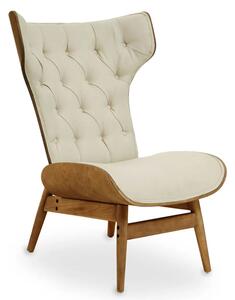 Veens Fabric Bedroom Chair In Beige With Winged Back