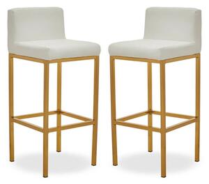 Baino White PU Leather Bar Chairs With Gold Legs In A Pair