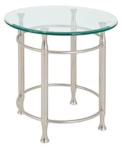 Cerrito Round Clear Glass Side Table With Stainless Steel Base