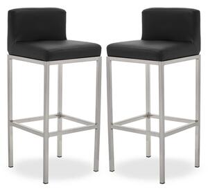 Baino Black PU Leather Bar Chairs With Chrome Legs In A Pair