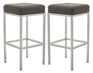 Baino Dark Grey Leather Bar Stools With Chrome Legs In A Pair