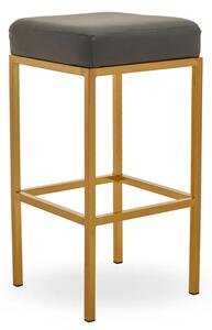 Baino Dark Grey PU Faux Leather Bar Stool With Gold Legs