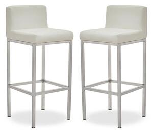 Baino White PU Leather Bar Chairs With Chrome Legs In A Pair