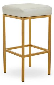 Baino White PU Faux Leather Bar Stool With Gold Legs