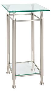 Cerrito Tall Clear Glass Side Table With Stainless Steel Base