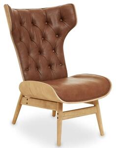 Veens Faux Leather Bedroom Chair In Brown With Winged Back