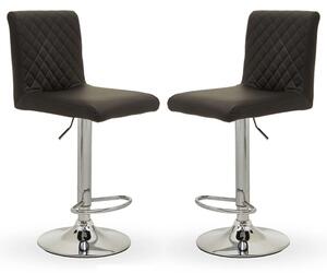 Baino Black Leather Bar Chairs With Round Chrome Base In A Pair