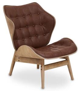 Veens Faux Leather Bedroom Chair In Brown With Natural Back