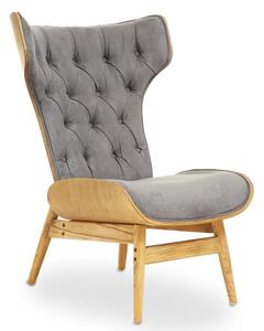 Veens Velvet Bedroom Chair In Grey With Winged Back