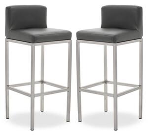 Baino Grey PU Leather Bar Chairs With Chrome Legs In A Pair