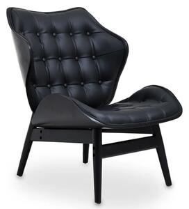 Veens Faux Leather Bedroom Chair In Black With Black Back