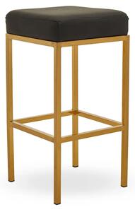 Baino Black PU Faux Leather Bar Stool With Gold Legs