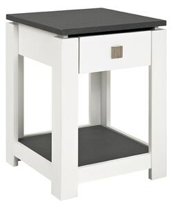 Bouse Wooden 1 Drawer Side Table In White And Granite Effect