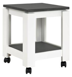 Bouse Wooden Side Table On Castors In White And Granite Effect