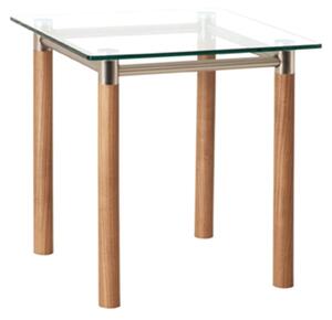 Apache Square Glass Side Table With Laminated Solid Wood Legs