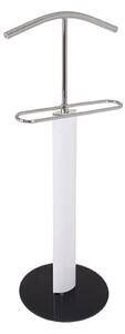 Eagar Metal Valet Stand In Chrome And White High Gloss