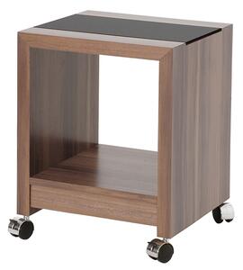 Bisbee Square Wooden Side Table On Castors In Walnut