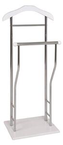 Eagar Metal Valet Stand In Chrome With White Wooden Base