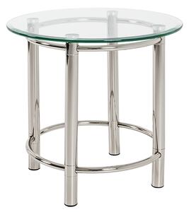 Buckeye Round Clear Glass Side Table With Chrome Legs