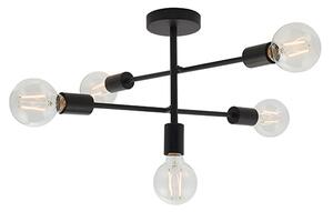 Studio 5 Lights Semi Flush Ceiling Light In Matt Black