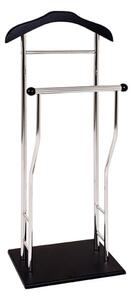 Eagar Metal Valet Stand In Chrome With Black Wooden Base