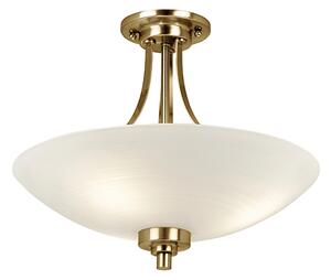 Welles 3 Lights White Glass Ceiling Light In Antique Brass