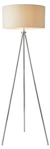 Tri Ivory Linen Mix Fabric Shade Floor Lamp In Polished Chrome