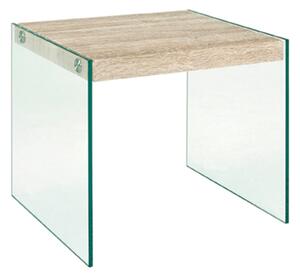 Hayden Small Wooden Side Table In Light Oak With Glass Sides