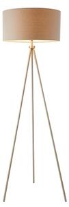Tri Grey Linen Mix Fabric Shade Floor Lamp In Matt Nickel