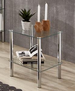 Ganado Square Clear Glass Side Table With Chrome Legs