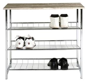 Gadsden 3 Shelves Shoe Rack In Truffle Oak With Chrome Frame