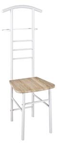 Kaibito Metal Valet Stand In White High Gloss With Oak Seat