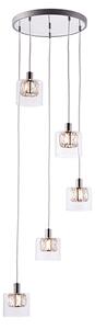 Verina 5 Lights Clear Glass Pendant Light In Chrome