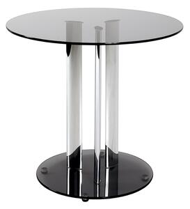 Ganado Round Glass Side Table In Grey With Chrome Support