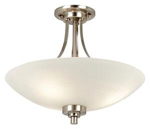 Welles 3 Lights White Glass Ceiling Light In Satin Chrome