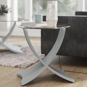 Anfossi Round Clear Glass Lamp Table With Grey Legs