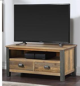 Nebura Wooden Widescreen 2 Drawers TV Stand In Reclaimed Wood